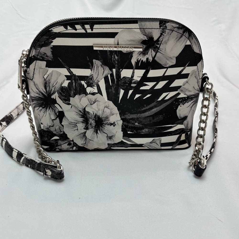 Steve Madden Black and White Floral Crossbody Bag